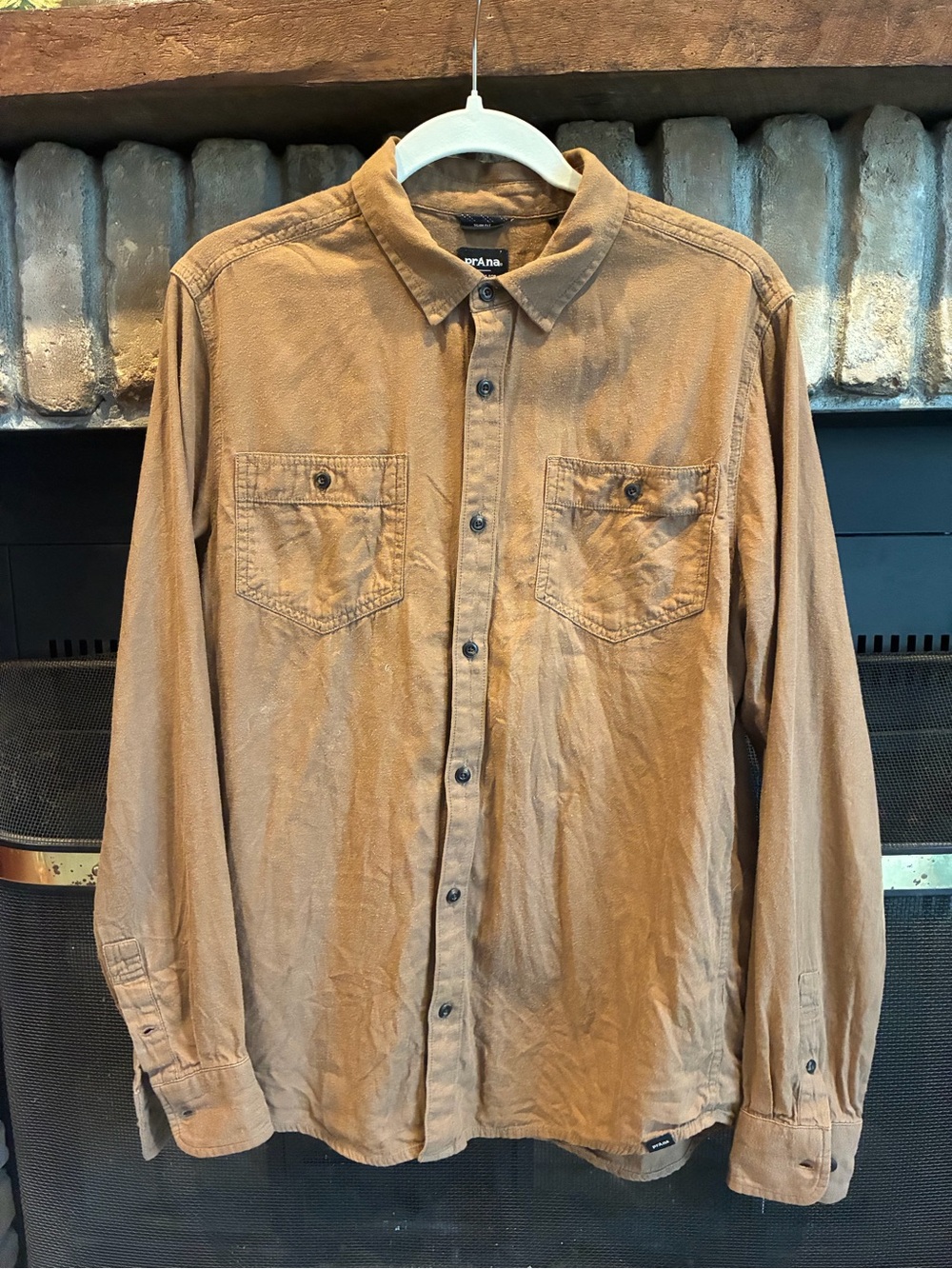 Prana Men's Tan Button-Up Shirt